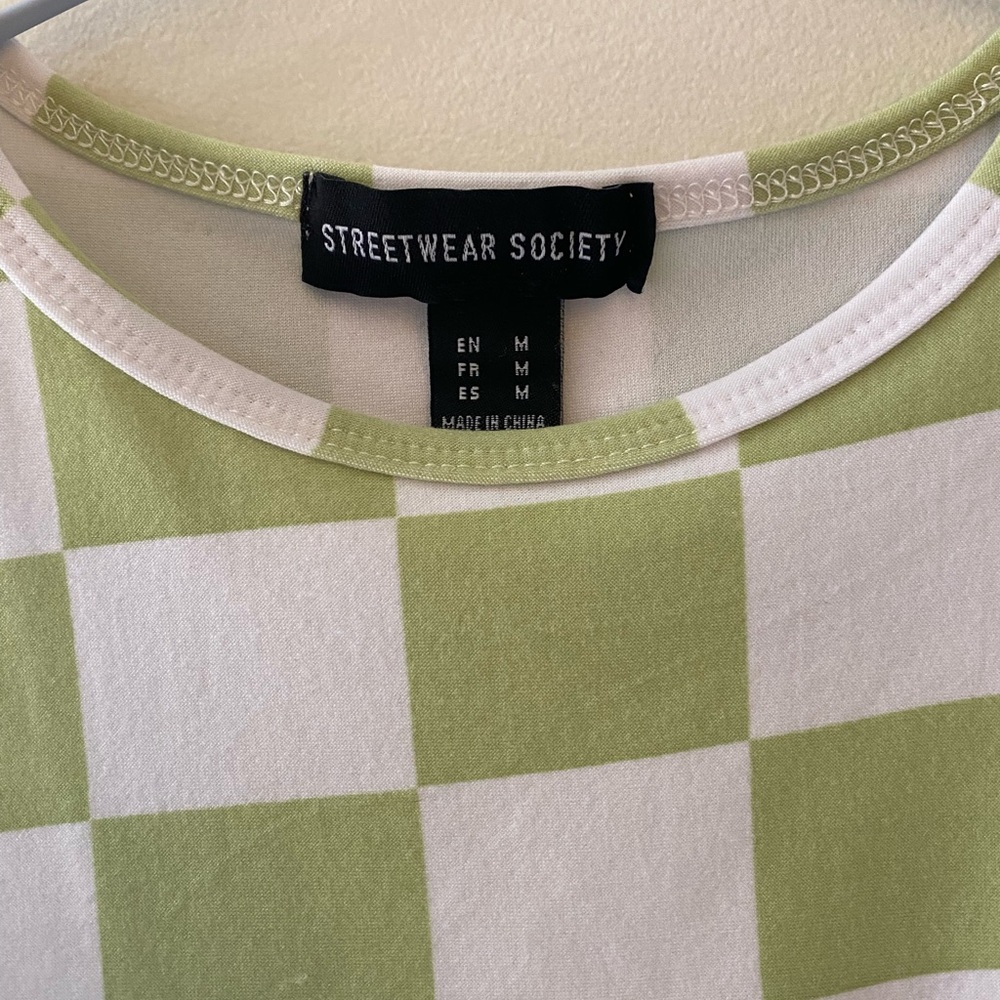 Streetwear Society Green Checkered Women's Top - Picture 3 of 3